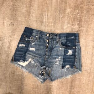 multi colored jean shorts